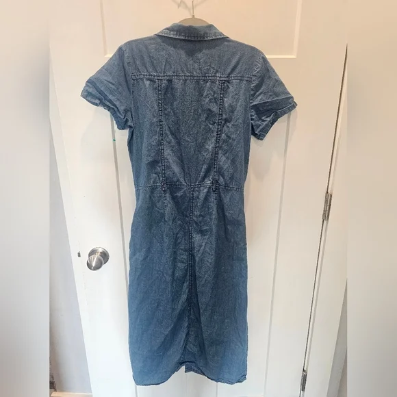 Cotton Denim Button Down Midi Dress - Picture 5 of 11